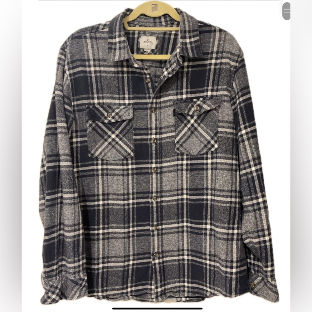Rip Curl Men’s Blue Plaid Button-down jacket or Shirt with pockets